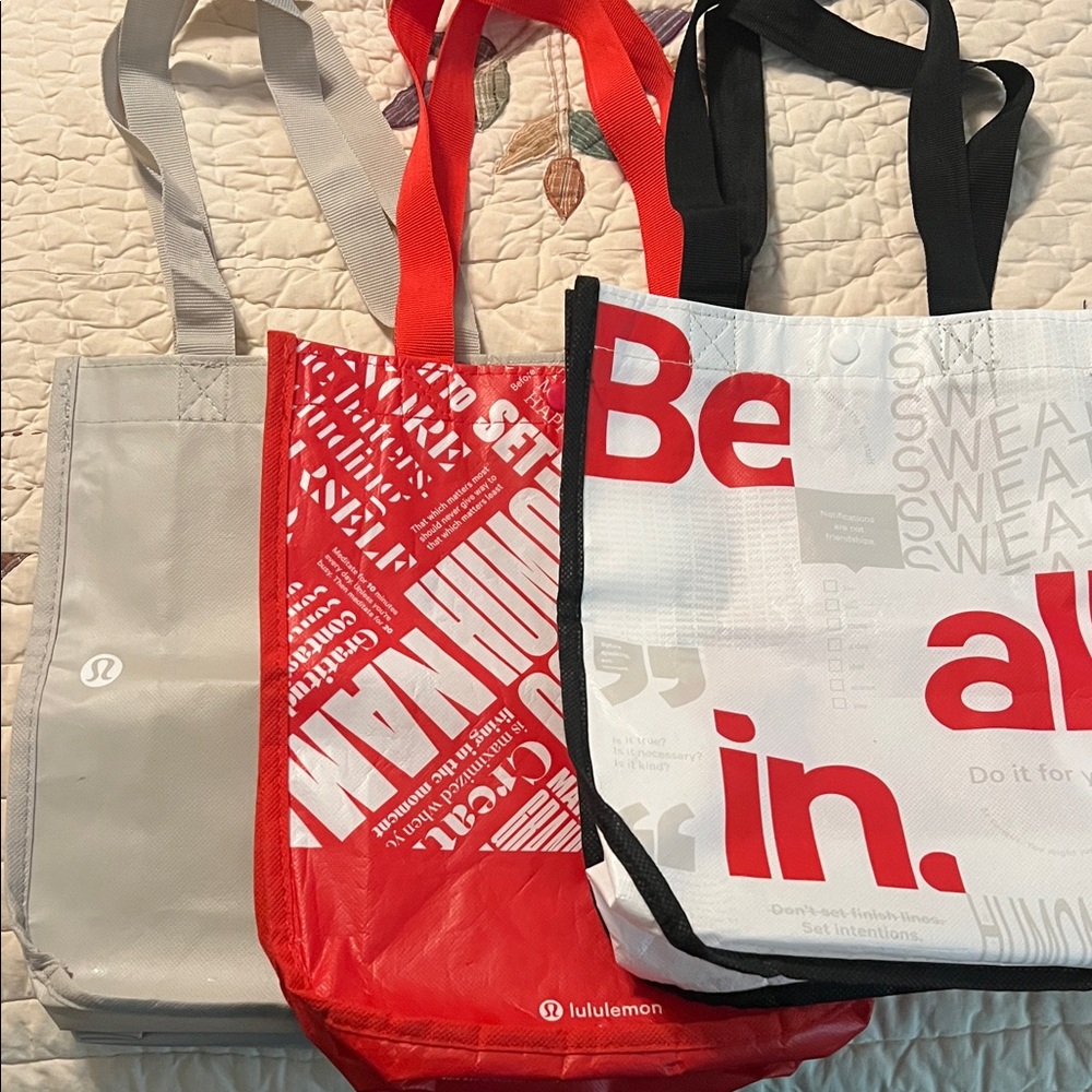 lululemon athletica Red, White, and Gray Tote Trio
